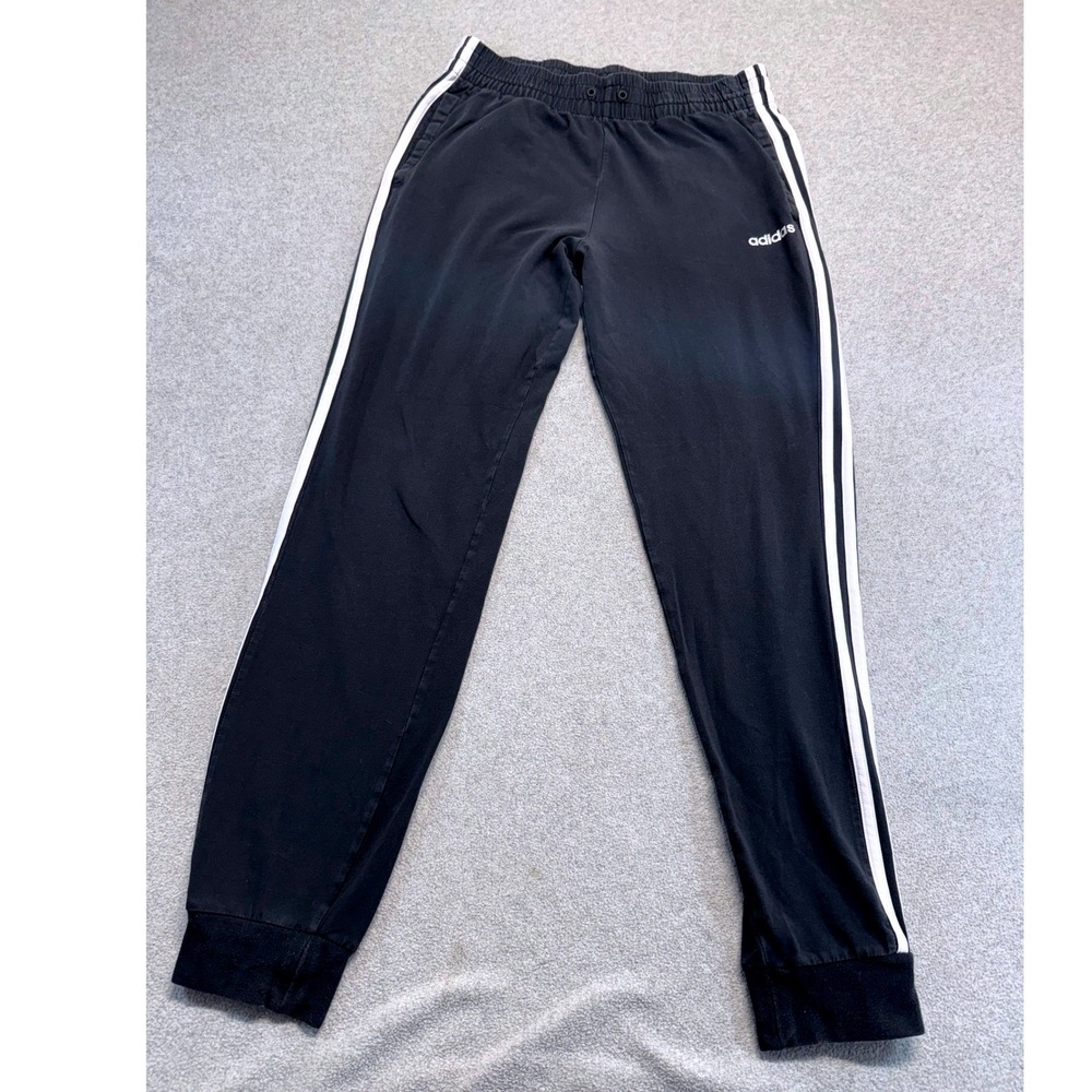 Adidas Jogger Pants Womens M Black Essentials 3-Stripe Activewear Lounge Comfy